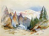 Falls Canvas Paintings - Tower Falls and Sulphur Mountain,Yellowstone